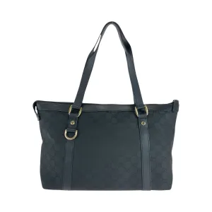 GUCCI Tote Bag 272399 GG canvas, leather Black GoldMetal Tote Bag Shoulder Bag Women Used