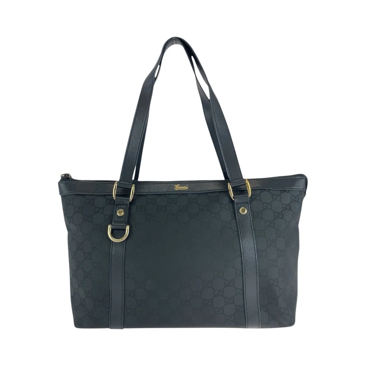 GUCCI Tote Bag 272399 GG canvas, leather Black GoldMetal Tote Bag Shoulder Bag Women Used
