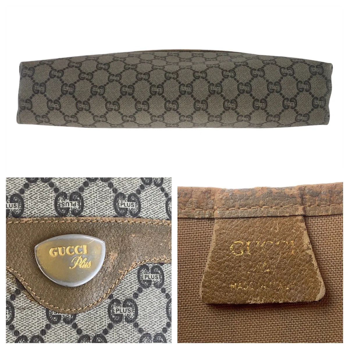 GUCCI Tote Bag GG Supreme canvas, leather Beige Gold Metal Tote Bag Shoulder Bag GG Plus Sherry Line GG Supreme Old Gucci Women Used