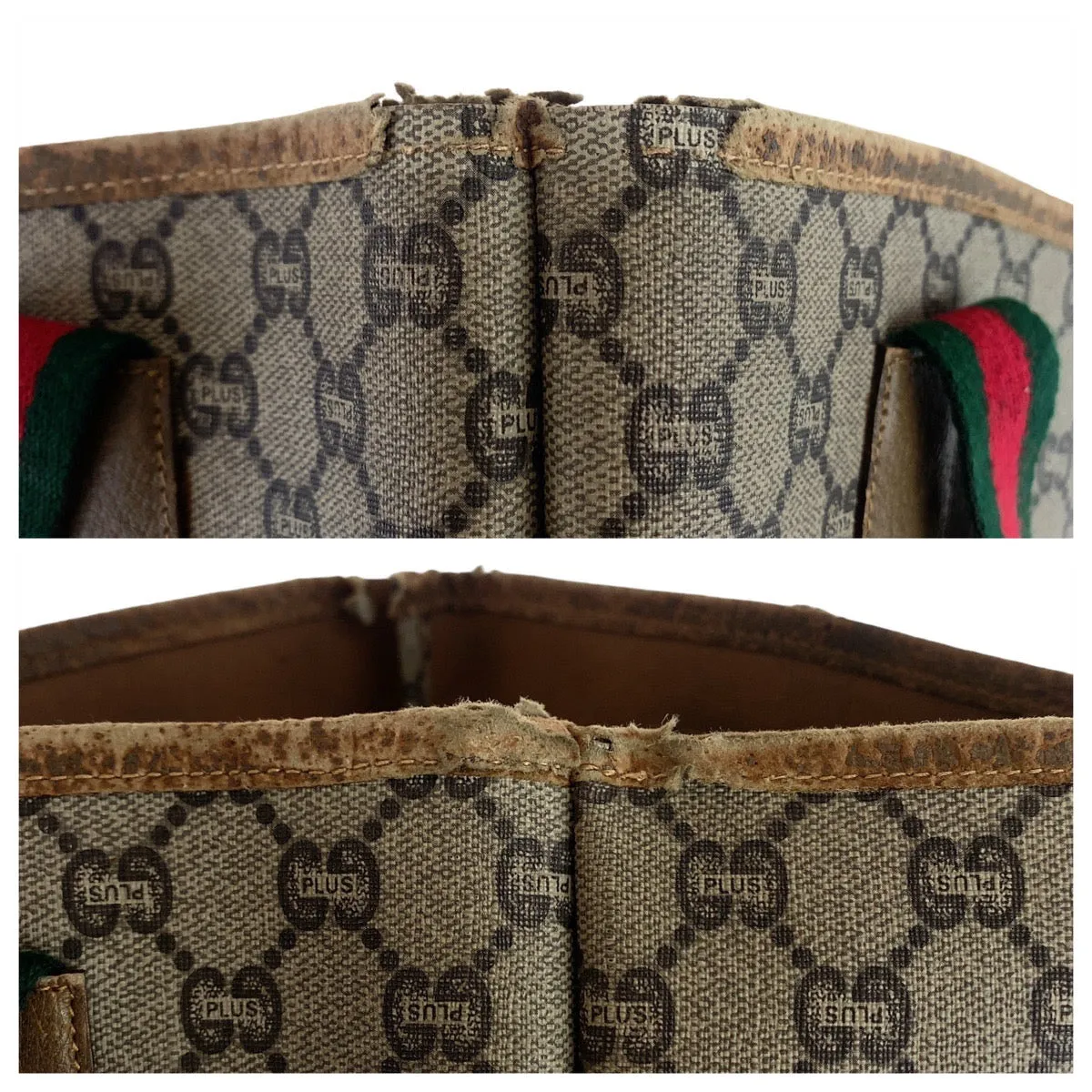 GUCCI Tote Bag GG Supreme canvas, leather Beige Gold Metal Tote Bag Shoulder Bag GG Plus Sherry Line GG Supreme Old Gucci Women Used
