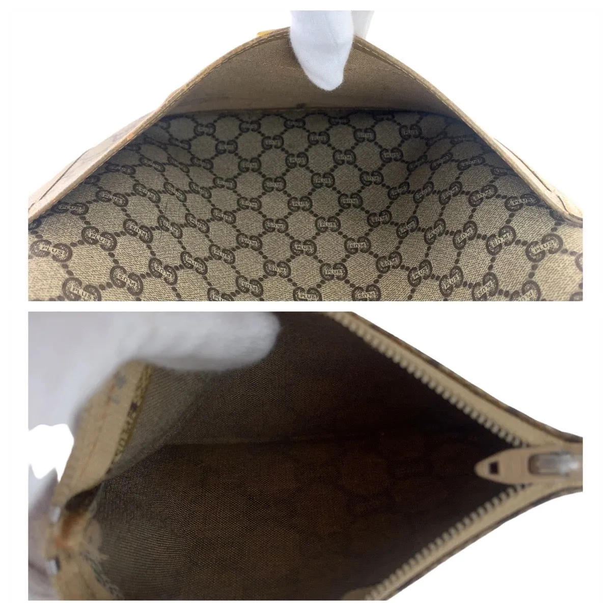 GUCCI Tote Bag GG Supreme canvas, leather Beige Gold Metal Tote Bag Shoulder Bag GG Plus Sherry Line GG Supreme Old Gucci Women Used