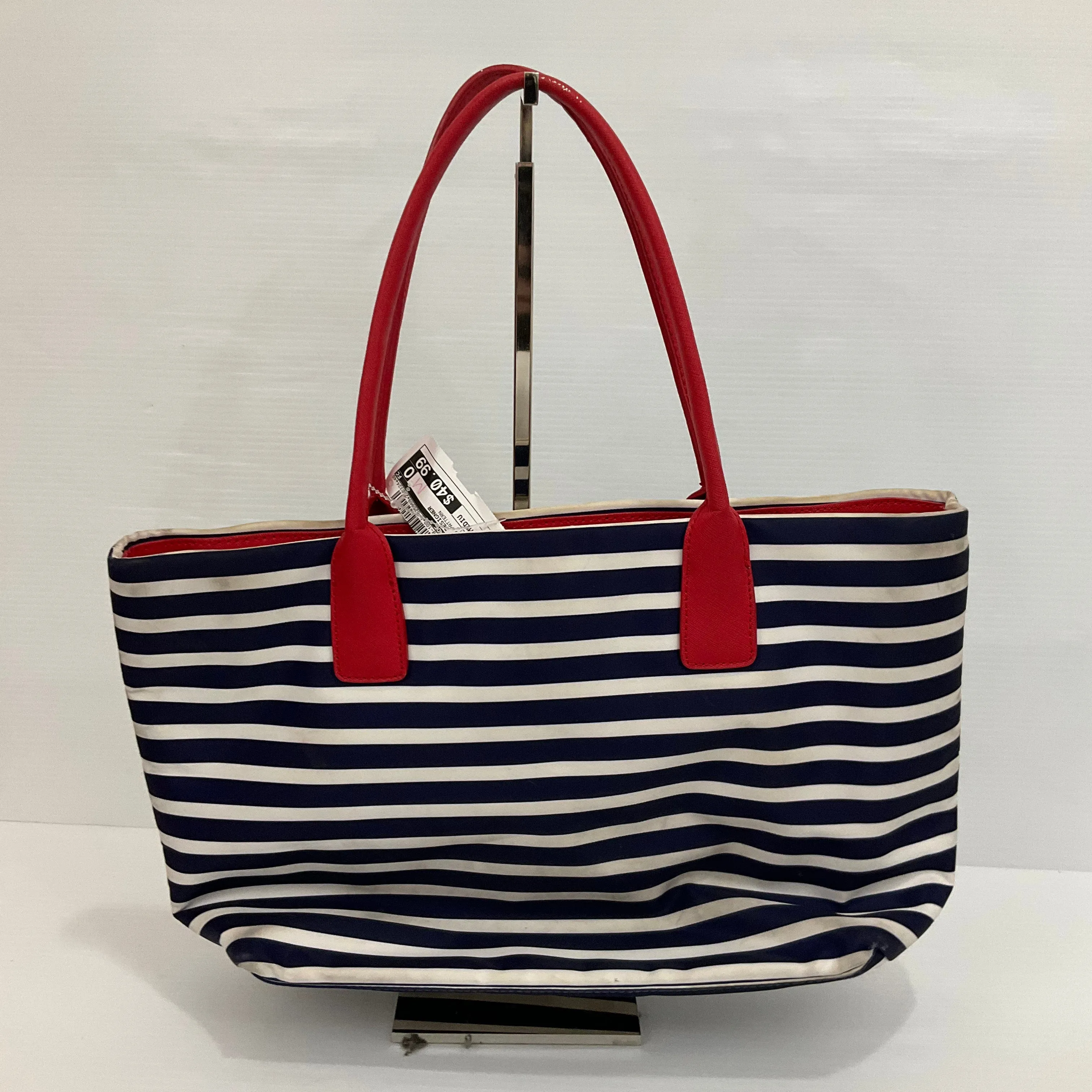 Handbag Designer By Kate Spade In Striped Pattern, Size:Medium