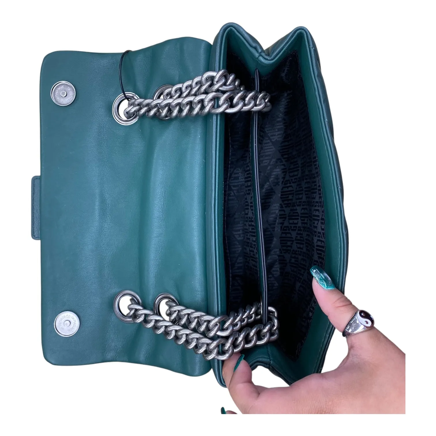 Handbag Designer By Kurt Geiger In Green, Size:Medium