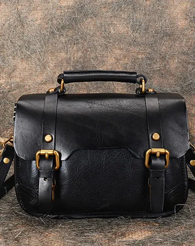 Handmade Beige Leather Womens Satchel Shoulder Bag Small School Handbag Crossbody Purses for Ladies
