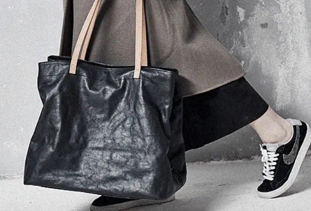 Handmade Genuine Leather Handbag Large Tote Bag Shopper Bag Shoulder Bag Purse For Women