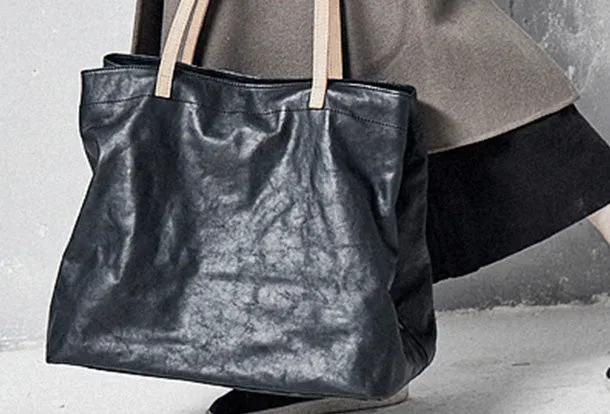 Handmade Genuine Leather Handbag Large Tote Bag Shopper Bag Shoulder Bag Purse For Women