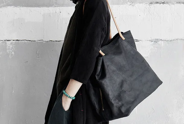 Handmade Genuine Leather Handbag Large Tote Bag Shopper Bag Shoulder Bag Purse For Women