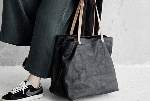 Handmade Genuine Leather Handbag Large Tote Bag Shopper Bag Shoulder Bag Purse For Women