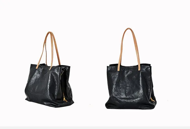 Handmade Genuine Leather Handbag Large Tote Bag Shopper Bag Shoulder Bag Purse For Women