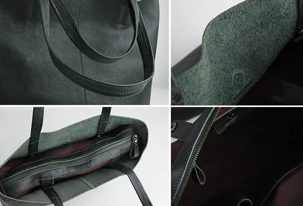 Handmade Genuine Leather Handbag Tote Bag Shopper Bag Shoulder Bag Purse For Women