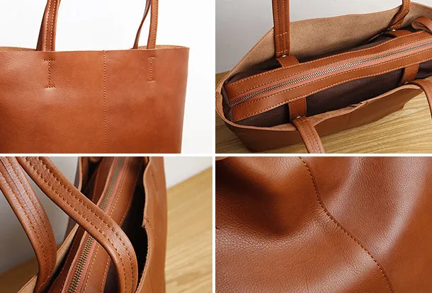 Handmade Genuine Leather Handbag Tote Bag Shopper Bag Shoulder Bag Purse For Women