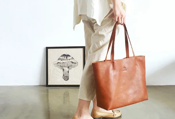 Handmade Genuine Leather Handbag Tote Bag Shopper Bag Shoulder Bag Purse For Women