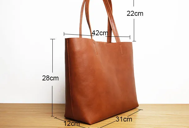 Handmade Genuine Leather Handbag Tote Bag Shopper Bag Shoulder Bag Purse For Women
