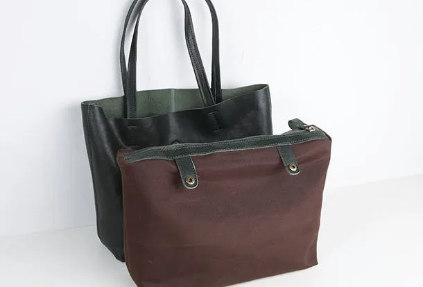 Handmade Genuine Leather Handbag Tote Bag Shopper Bag Shoulder Bag Purse For Women