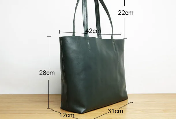 Handmade Genuine Leather Handbag Tote Bag Shopper Bag Shoulder Bag Purse For Women