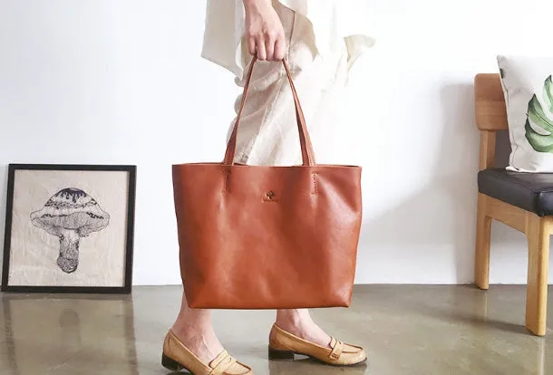 Handmade Genuine Leather Handbag Tote Bag Shopper Bag Shoulder Bag Purse For Women