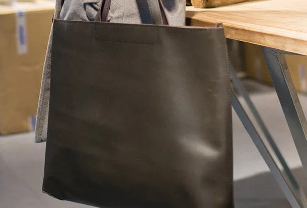 Handmade Leather Big Large tote bag dark green coffee brown for women leather shoulder bag