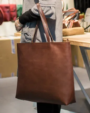 Handmade Leather Big Large tote bag dark green coffee brown for women leather shoulder bag