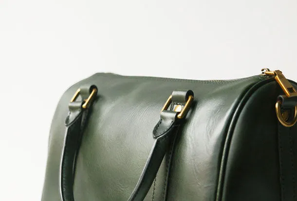 Handmade leather boston bag purse shoulder bag handbag purse women