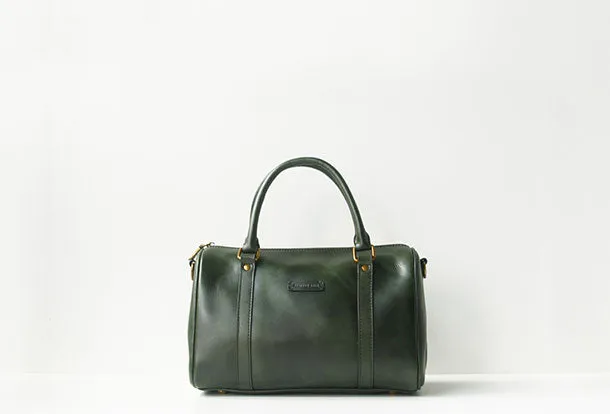 Handmade leather boston bag purse shoulder bag handbag purse women