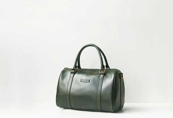 Handmade leather boston bag purse shoulder bag handbag purse women