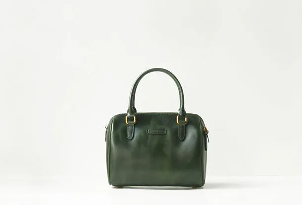 Handmade leather boston bag purse shoulder bag handbag purse women