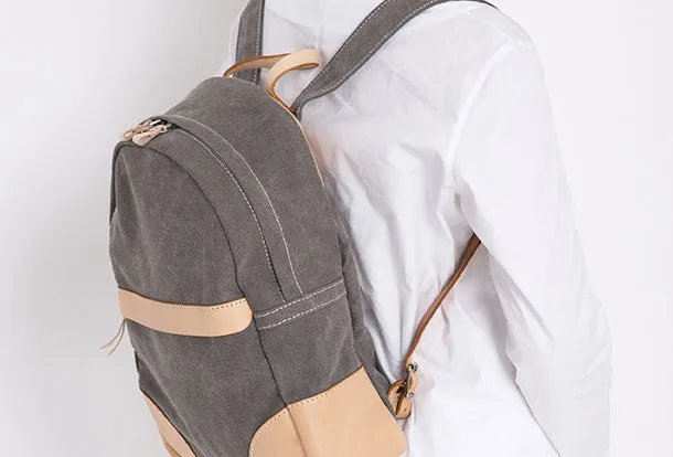 Handmade Leather canvas backpack shoulder purse for women leather shoulder bag