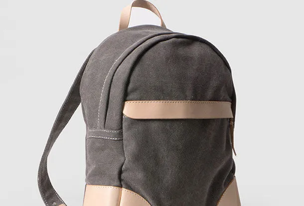 Handmade Leather canvas backpack shoulder purse for women leather shoulder bag