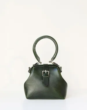 Handmade leather handbag Green doctor bag shoulder bag cossbody bag purse women
