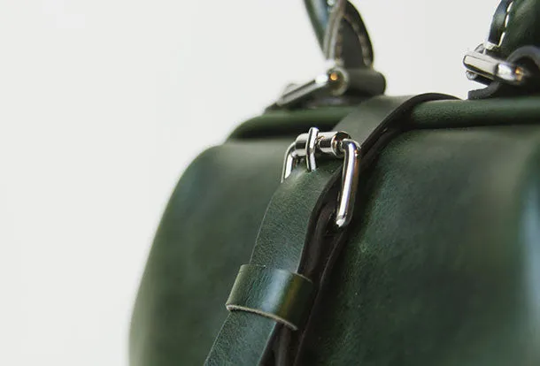 Handmade leather handbag Green doctor bag shoulder bag cossbody bag purse women