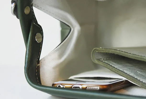 Handmade leather handbag Green doctor bag shoulder bag cossbody bag purse women