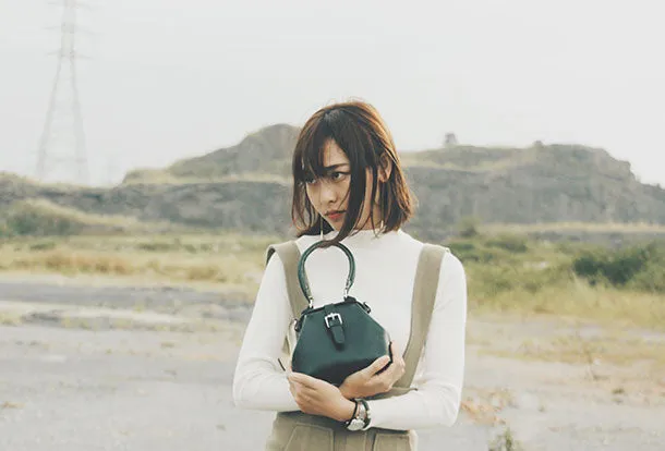 Handmade leather handbag Green doctor bag shoulder bag cossbody bag purse women