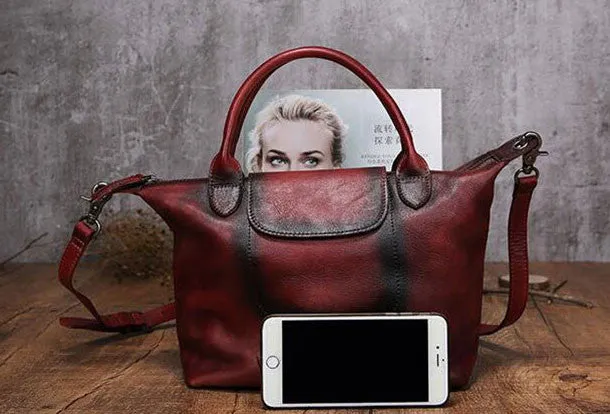 Handmade Leather handbag purse shoulder bag for women leather shopper bag