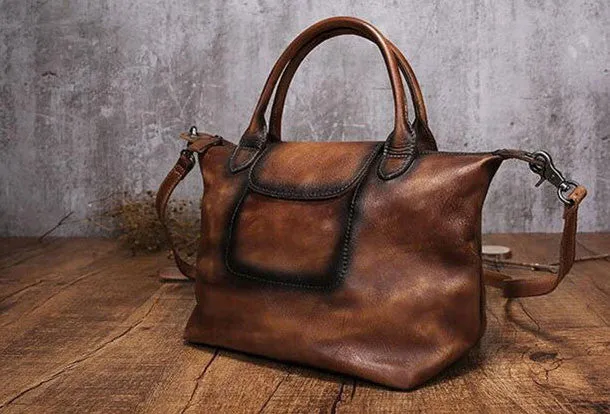 Handmade Leather handbag purse shoulder bag for women leather shopper bag
