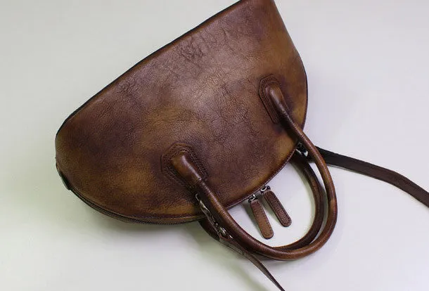 Handmade Leather handbag shoulder bag brown purple for women leather crossbody bag