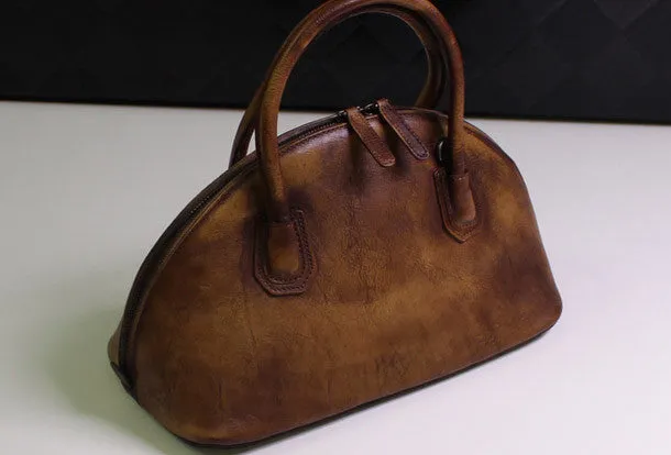 Handmade Leather handbag shoulder bag brown purple for women leather crossbody bag