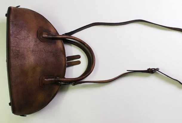 Handmade Leather handbag shoulder bag brown purple for women leather crossbody bag