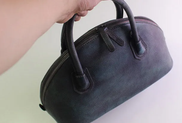 Handmade Leather handbag shoulder bag brown purple for women leather crossbody bag