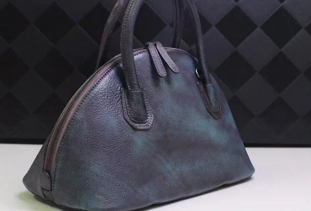 Handmade Leather handbag shoulder bag brown purple for women leather crossbody bag