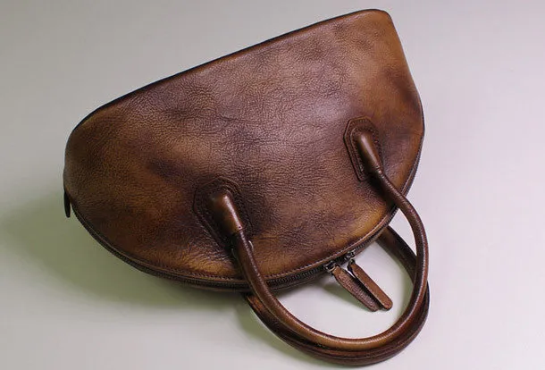 Handmade Leather handbag shoulder bag brown purple for women leather crossbody bag
