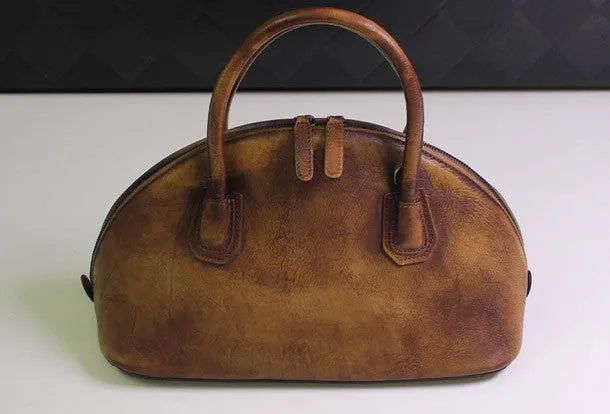 Handmade Leather handbag shoulder bag brown purple for women leather crossbody bag