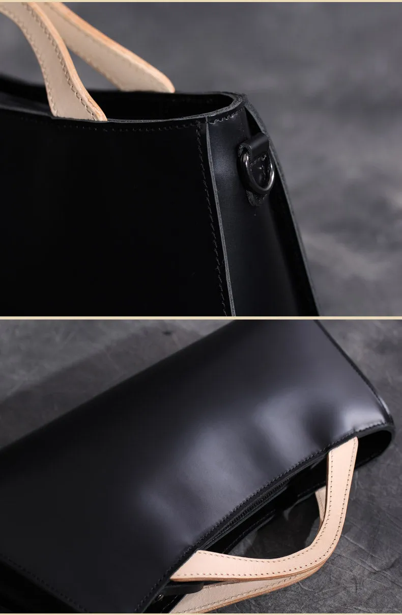 Handmade Leather Long handbag shoulder bag black for women leather crossbody bag