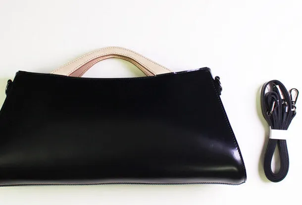 Handmade Leather Long handbag shoulder bag black for women leather crossbody bag
