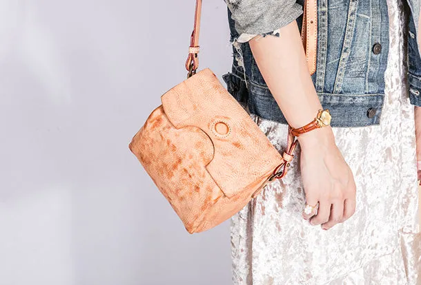 Handmade Leather Purse Cute Cube Bag Crossbody Bag Shoulder Bag Purse For Women