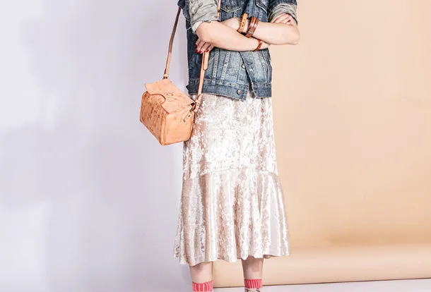 Handmade Leather Purse Cute Cube Bag Crossbody Bag Shoulder Bag Purse For Women