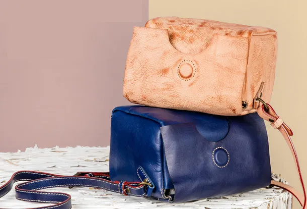 Handmade Leather Purse Cute Cube Bag Crossbody Bag Shoulder Bag Purse For Women