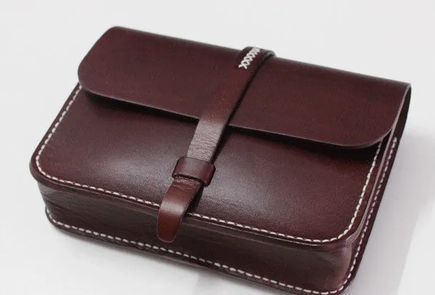Handmade Leather satchel bag shoulder bag black red for women leather crossbody bag