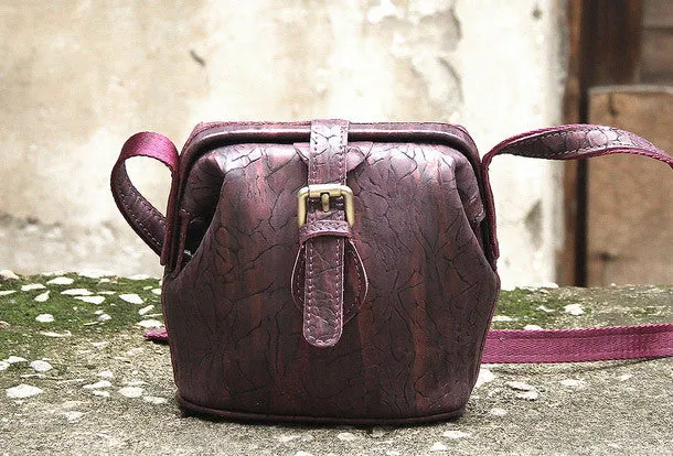 Handmade vintage small purse leather black bag brown shoulder bag crossbody for women