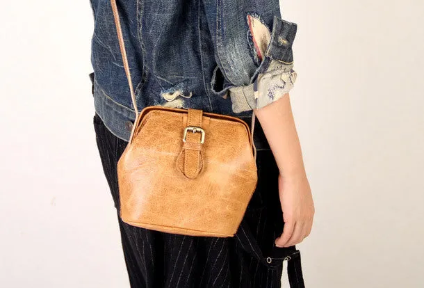Handmade vintage small purse leather black bag brown shoulder bag crossbody for women