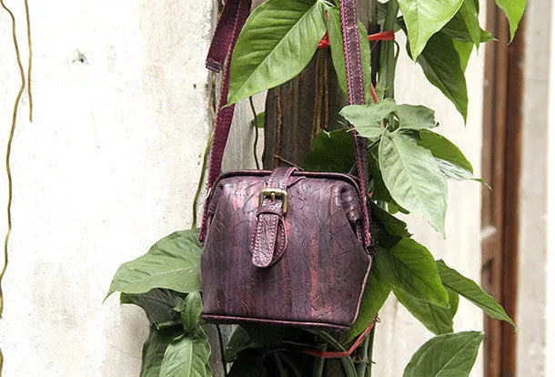 Handmade vintage small purse leather black bag brown shoulder bag crossbody for women